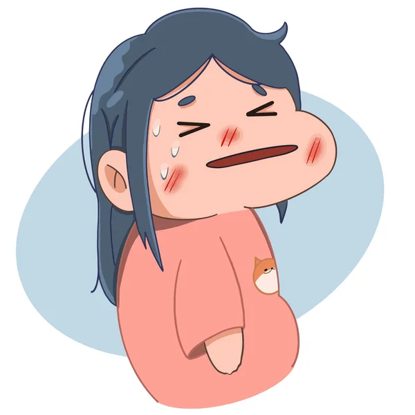 Girl Very Upset She Hugged Drawn Anime Style Vector Illustration — 스톡 벡터