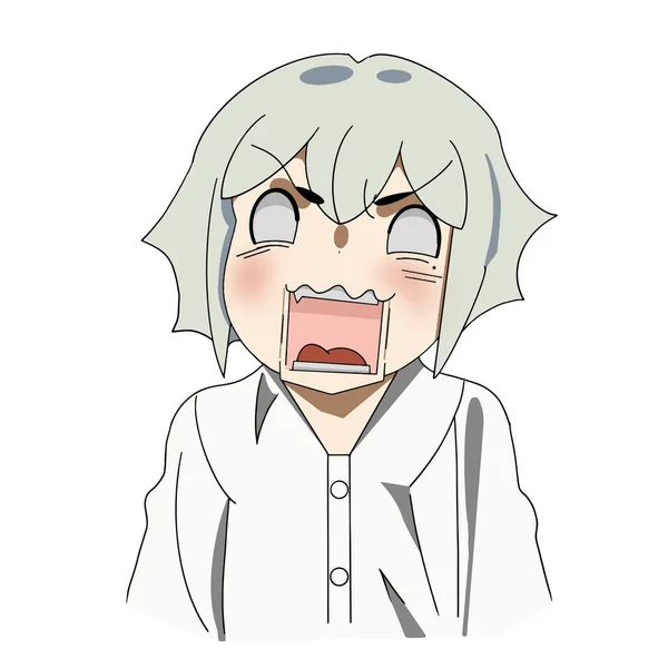 Cute Beautiful Anime Girl Shocked Anime Illustration Vector Illustration — 스톡 벡터