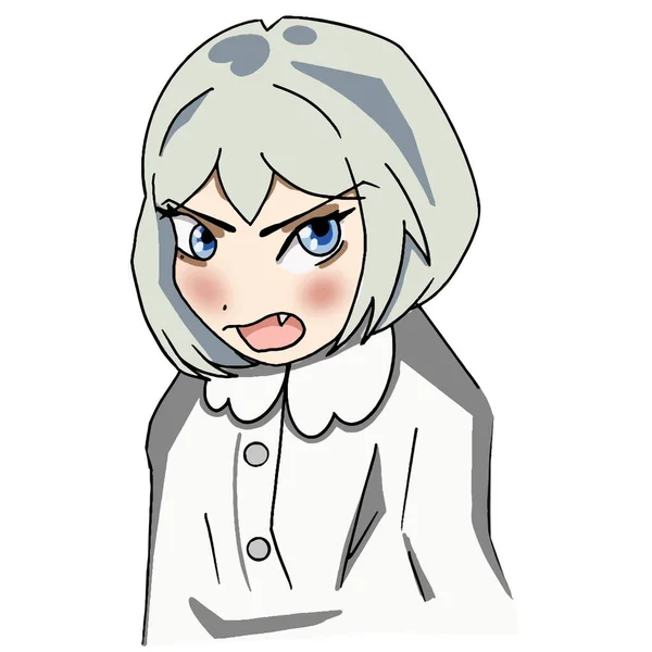 Cute Beautiful Anime Girl Angry Anime Illustration Vector Illustration — Vetor de Stock