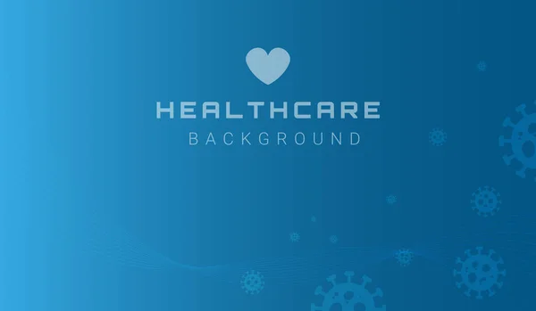 Healthcare Background Inscription Heart Sign Abstract Background Waves Virus Molecules — Stock Vector