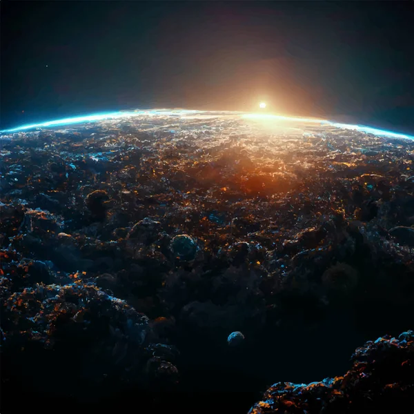 Planet View Space Cool Things Happening Planet Sun Background Planet — 图库矢量图片