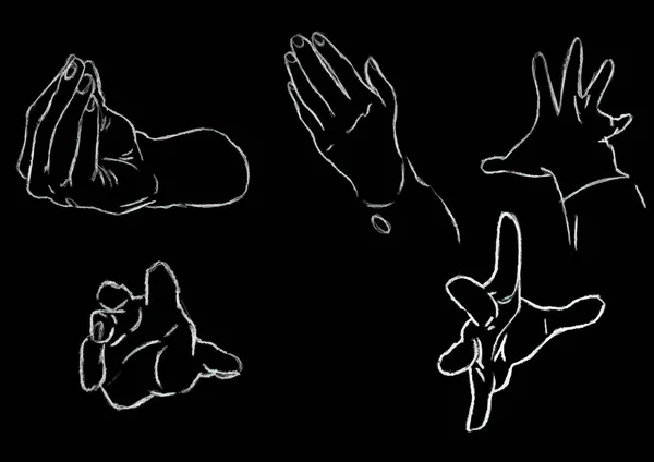 Hand Drawn White Pencil Black Background Vector Illustration — Wektor stockowy