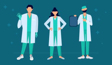 team of doctors in professional clothes Vector Illustration