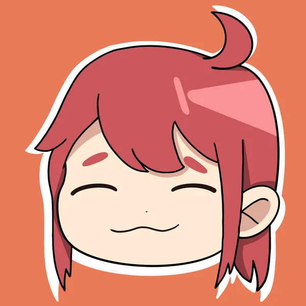 Anime Sticker Girl Face Different Emotions Her Face Red Hair — 图库矢量图片