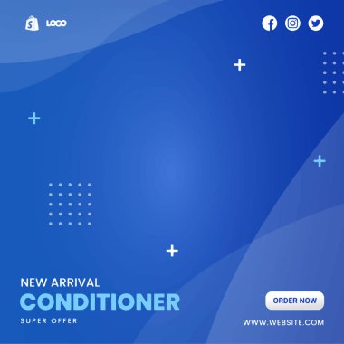 Instagram posts with bright design for selling appliances in blue tones. Vector illustration