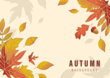 vector autumn background with leaves arranged at the corners. Vector illustration