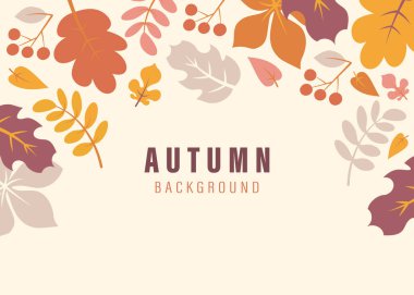 flat background about autumn with leaves vector. Vector illustration