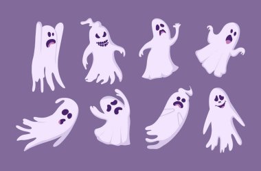 collection of vector illustration halloween ghosts pack. Vector illustration