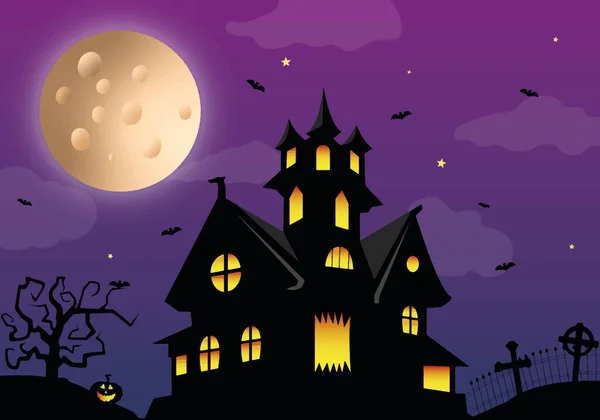 Halloween Vector Illustration Scary House Night Vector Illustration — ストックベクタ