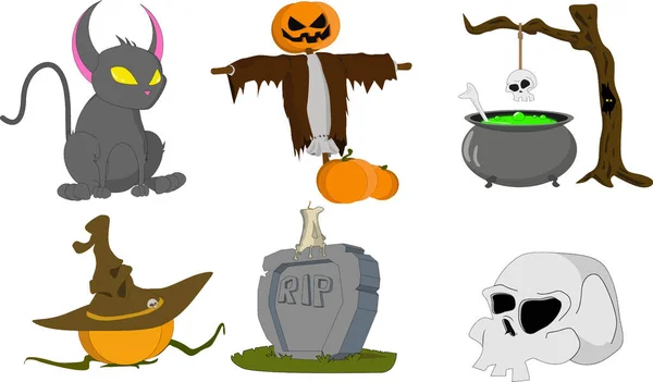 Personajes Vectoriales Sobre Tema Halloween Ilustración Vectorial — Vector de stock