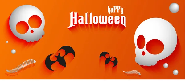 Oranje Spandoeken Met Achtergrond Met Schedels Halloween Vectorillustratie — Stockvector