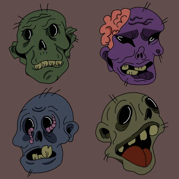 Halloween Zombie Pack Emociones Halloween Ilustración Vector Ilustración Vectorial — Vector de stock
