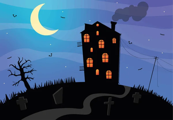 Sombre Halloween Maison Seule Illustration Vectror Illustration Vectorielle — Image vectorielle