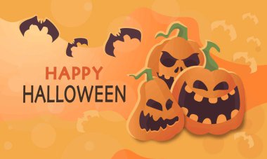 Mutlu Cadılar Bayramı balkabağı vektörlü dikey arkaplan. Vektör illüstrasyonu