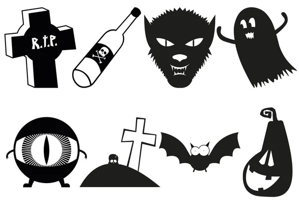 Halloween Black Color Stickers Develi Ghost Another Carters 일러스트 — 스톡 벡터