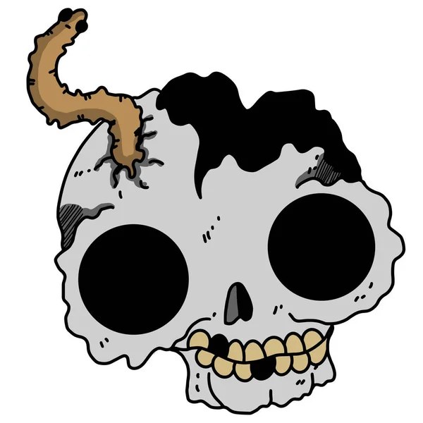 Crânio Diácono Assustador Com Ilustração Worm Halloween Ilustração Vetorial — Vetor de Stock