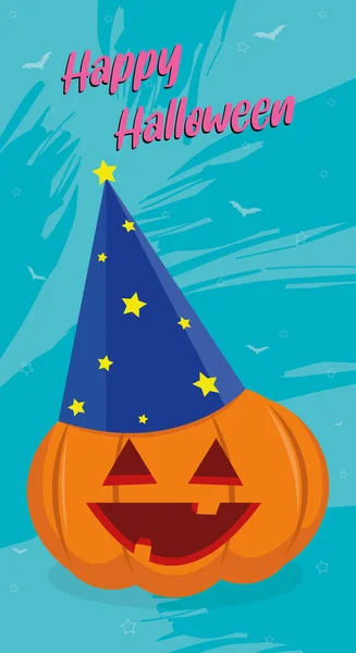 Estandarte Halloween Con Calabaza Sombrero Ilustración Ilustración Vectorial — Archivo Imágenes Vectoriales