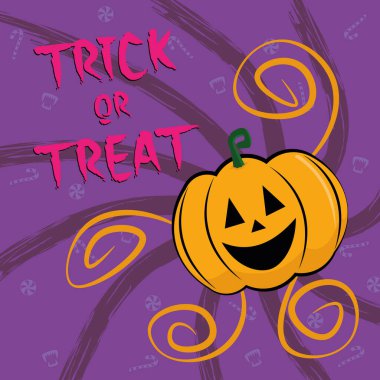 Cadılar Bayramı kartı ve balkabağı. Vektör illüstrasyonu