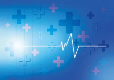 Nabız ve çapraz ile tıbbi temanın arka planı. Vektör illüstrasyonu