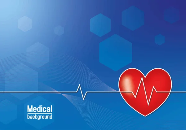 Medizinischer Hintergrund Mit Rotem Herz Abbildung Und Vektor Vektorillustration — Stockvektor
