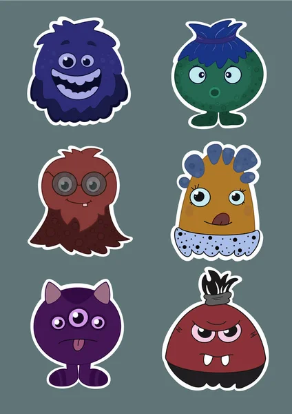 Monstruos Dibujos Animados Lindos Creados Para Niños Ilustración Vectorial — Vector de stock