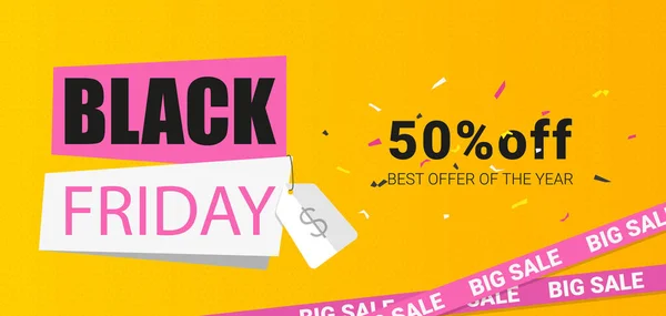 Text Black Friday Big Sale Best Offer Year Price Tag — Stock Vector