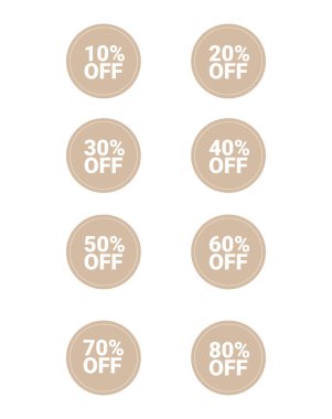 10 'dan 90' a kadar indirimli fiyat etiketleri. Vektör illüstrasyonu