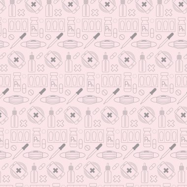 Hap maskeli, telefon fitilli boru hatları şişeli matematiksel desen. Vektör illüstrasyonu