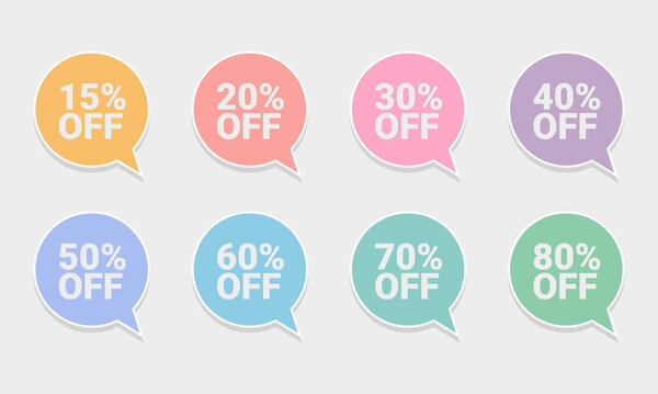 Collection of multi-colored round price tags illustration. Vector illustration