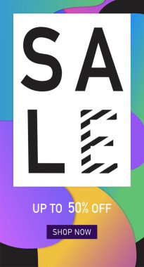 Parlak eğilimli dikey reklam afişi. Vektör illüstrasyonu