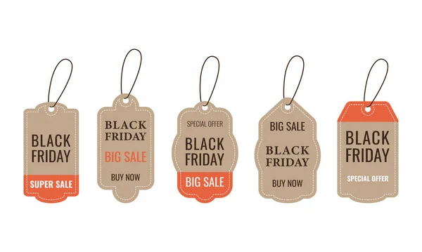 Collection Labels Different Shapes Grunge Style Black Friday Vector Illustration — Stock Vector