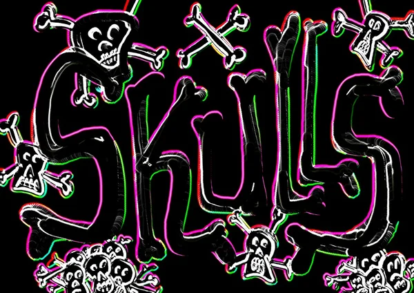 Skulls neon — Stock Photo, Image