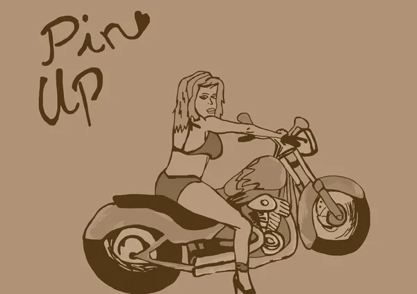 Pin Up su moto vintage — Foto Stock
