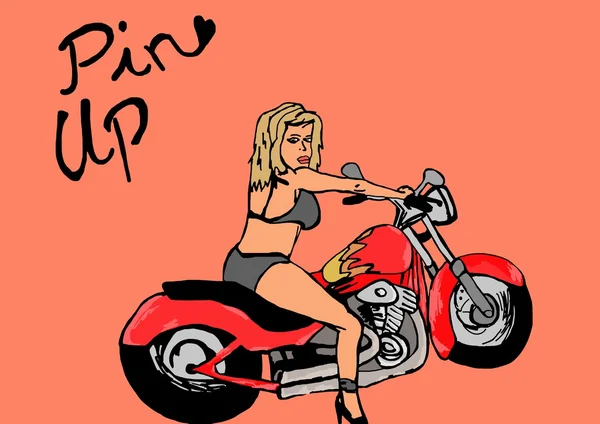 Pin up op motor — Stockfoto