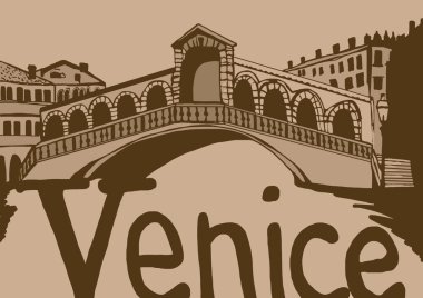 Rialto Köprüsü Venedik vintage