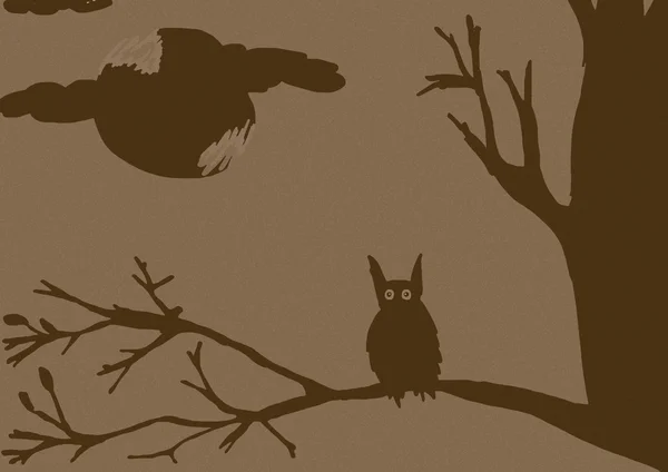 Sztuka sowa w nocy — Zdjęcie stockowe