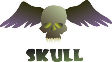 Kanatları ve metni olan kafatası