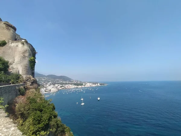 Panorama Del Castillo Aragonés Isla Ischia —  Fotos de Stock