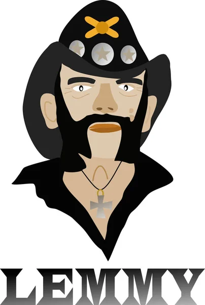 Ilustrace Lemmy Frontmana Motorhead Band — Stockový vektor