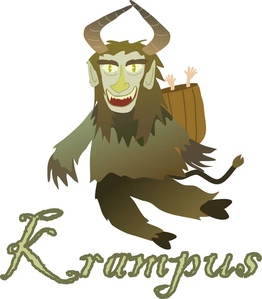 Démoni Krampusz Ábrázolása Szarvakkal — Stock Vector