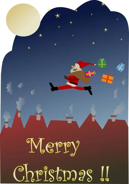 Санта Клаус Прыгает Крышам — стоковый вектор