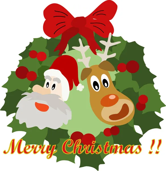 Feliz Navidad Saludos Santa Claus Rudolph — Vector de stock