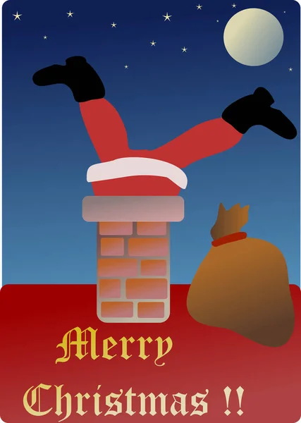 Santa Claus Cayendo Chimenea — Vector de stock