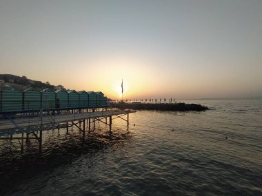 Napoli, İtalya 'da Sorrento Körfezi' nde gün batımı