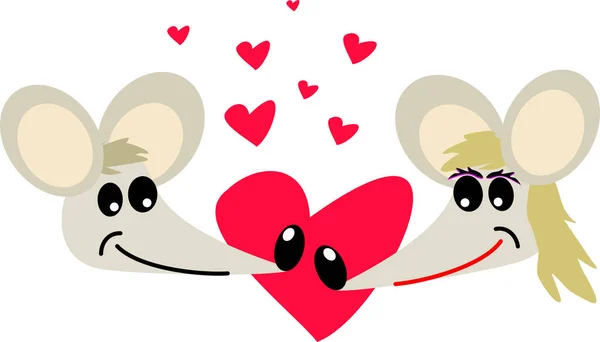 Rats Love Hearts — Stockový vektor