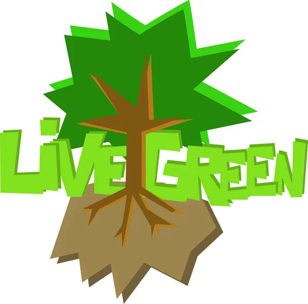 Live Green Koncept Strom Image — Stockový vektor