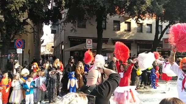 Verona Italy February 2022 Chariots Masks Parade Carnival Verona City — Stock Video