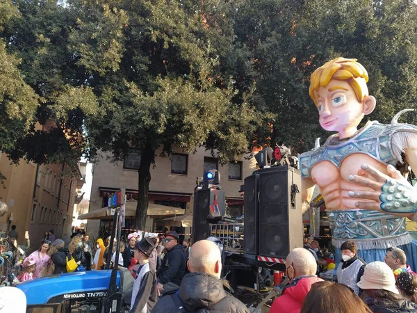 Verona Italy February 2022 Chariots Masks Parade Carnival Verona City — Stock Photo, Image