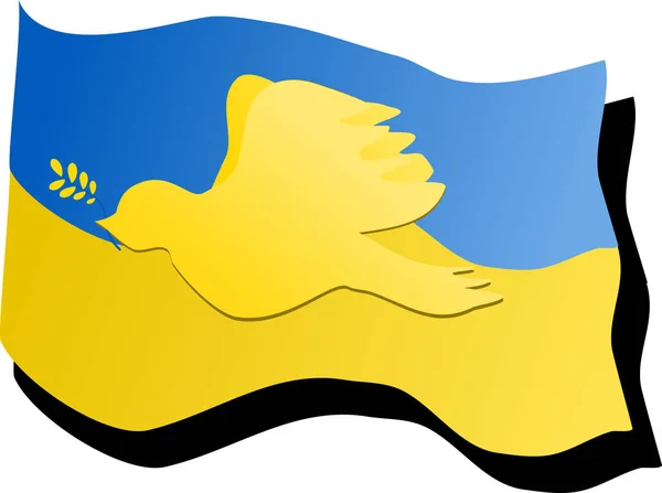 Fred Duva Med Kvist Och Ukransk Flagga — Stock vektor