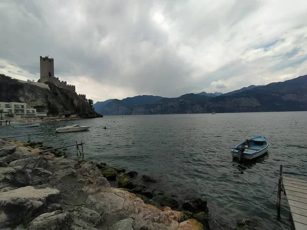 Zamek Malcesine Nad Jeziorem Garda Włoszech — Zdjęcie stockowe